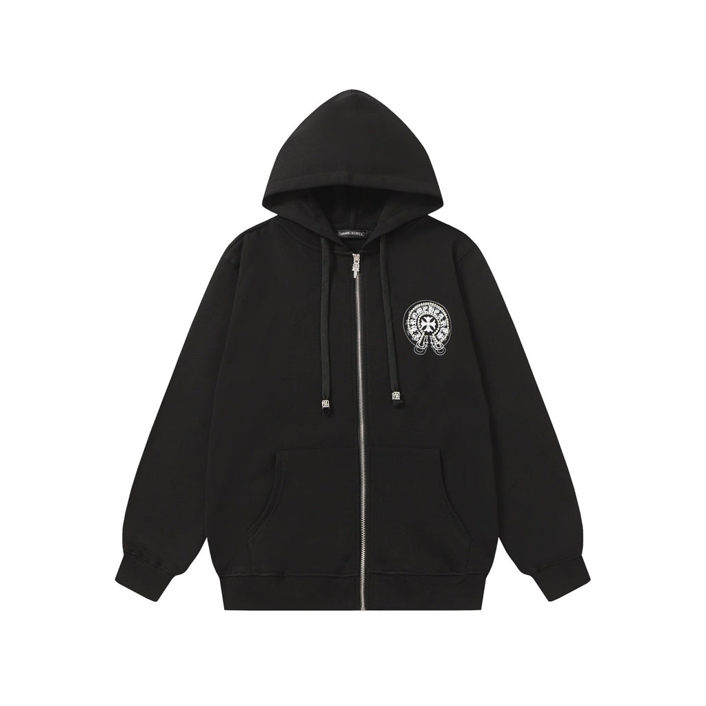 Rhinestone Horseshoe Hoodie - Black Gothic Streetwear Sweatshirt 2601