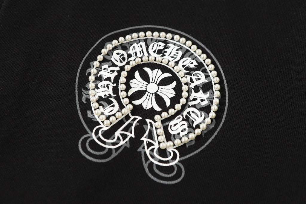 Rhinestone Horseshoe Hoodie - Black Gothic Streetwear Sweatshirt 2601