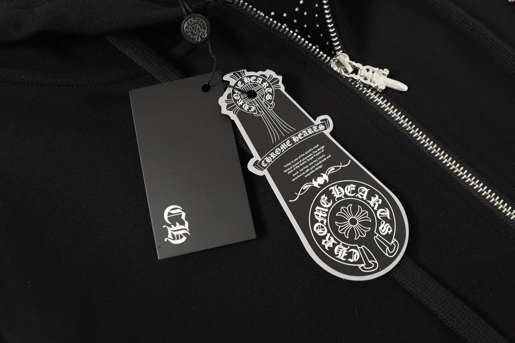 Rhinestone Cross Hoodie - Black Gothic Streetwear Sweatshirt 2633