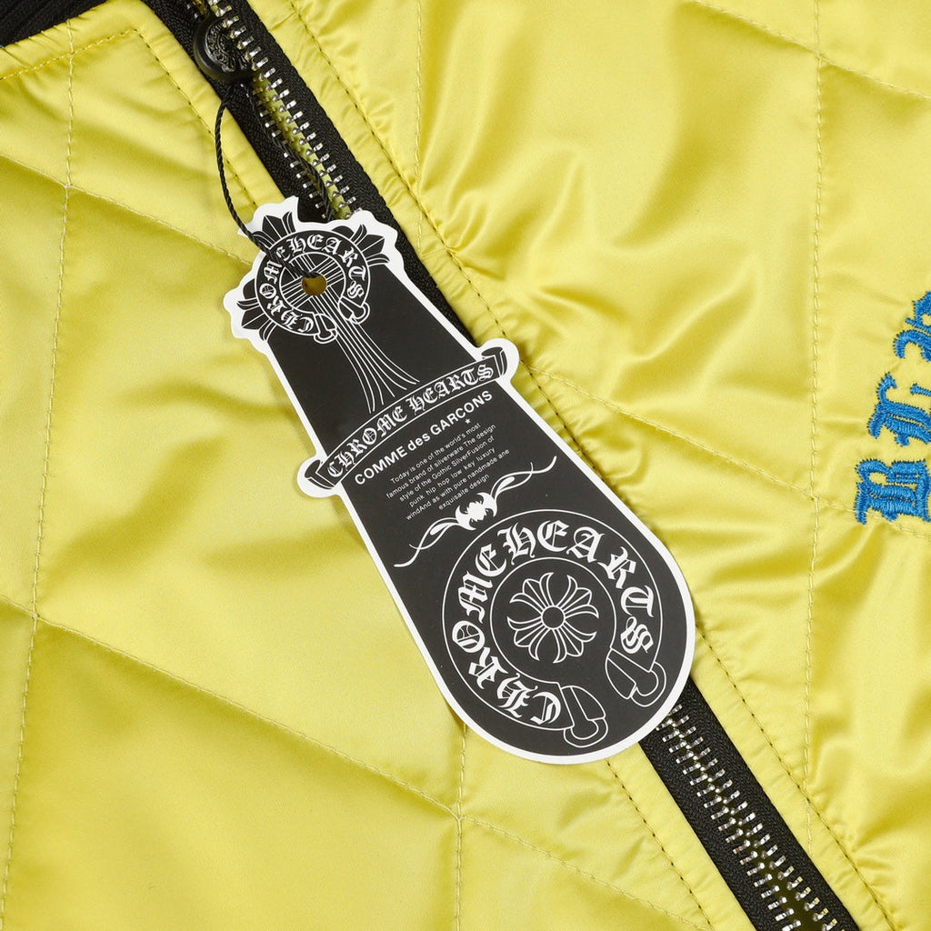Flaming Youth Bomber Jacket - Yellow Black Graphic Street Coat D10