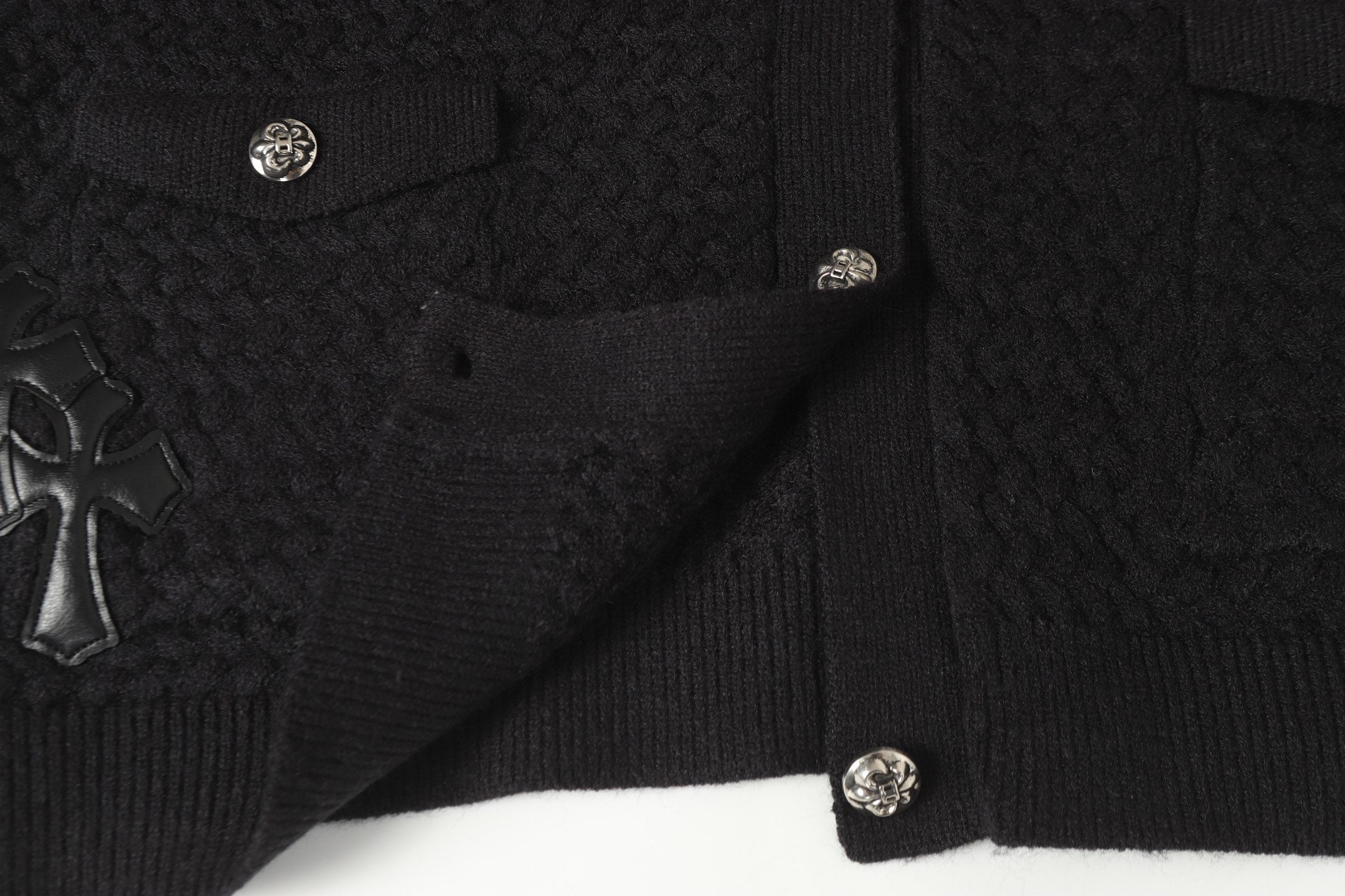 Gothic Cross Knit Cardigan - Black Grey Streetwear Jacket 904